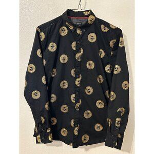 Black & Gold Men’s Slim Fit Button-Up Shirt Drill Clothing Co. M 100% Cotton